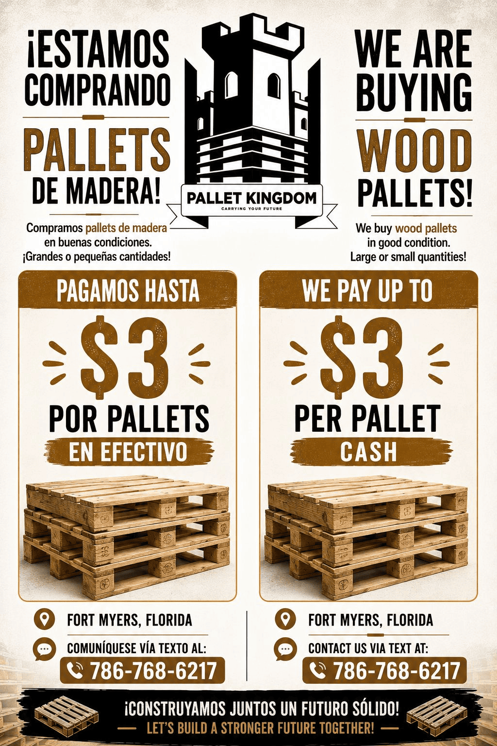 We buy pallets — up to $3 cash